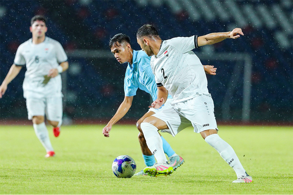 Cambodia’s final Group G match in the AFC U23 Asian Cup Saudi Arabia 2026 qualifiers ended in a 0-0 draw against Iraq (in white). FFC
