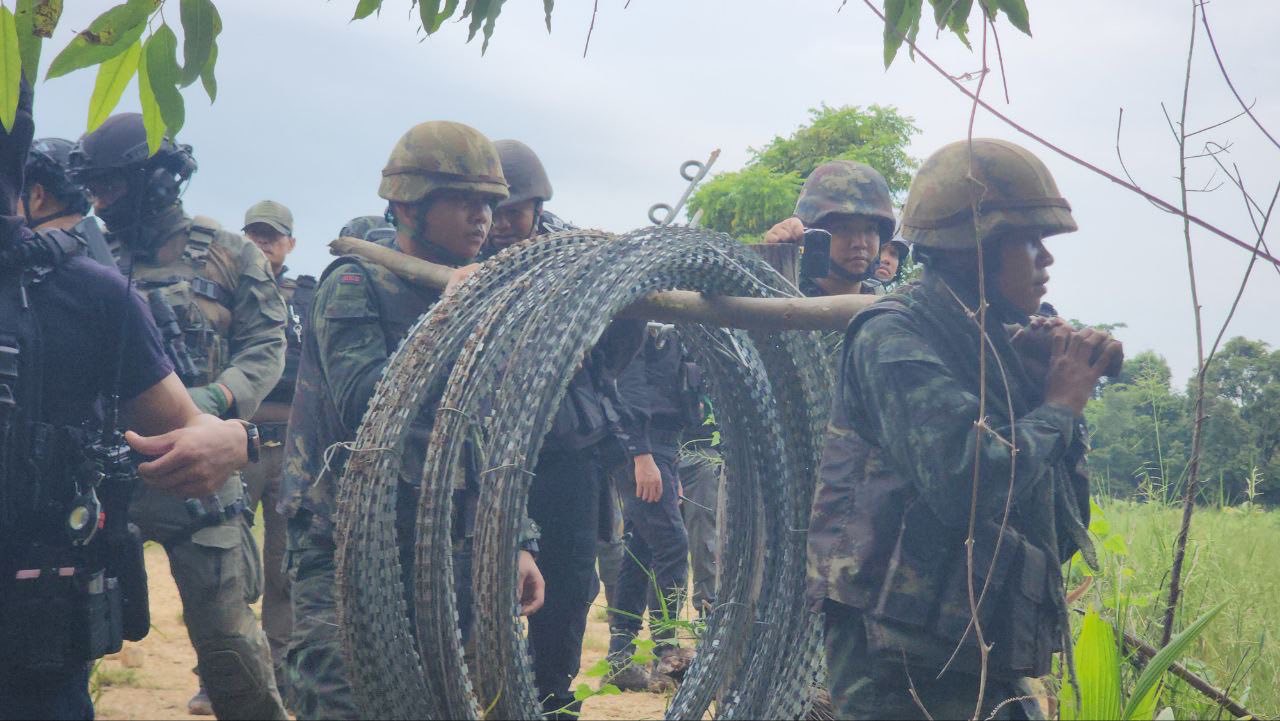 Thai forces attempted to install fresh razor wire barricades, which led to the clashes. Supplied