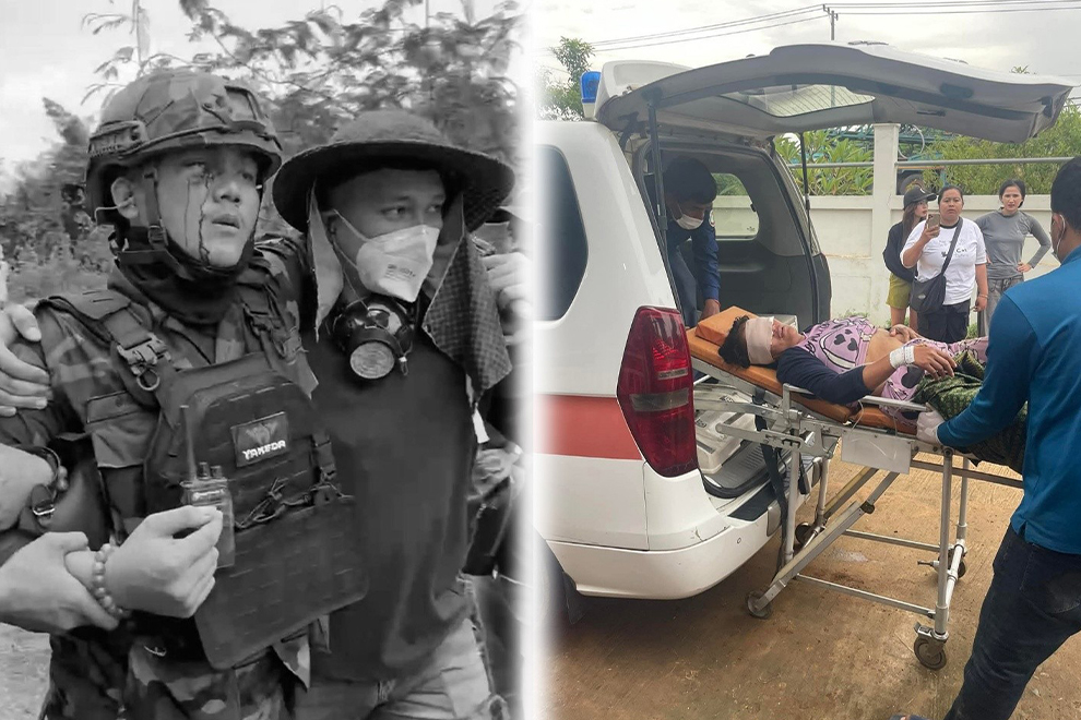 The clash has left at least 30 Cambodian villagers, including women, forces and monks, injured. Supplied