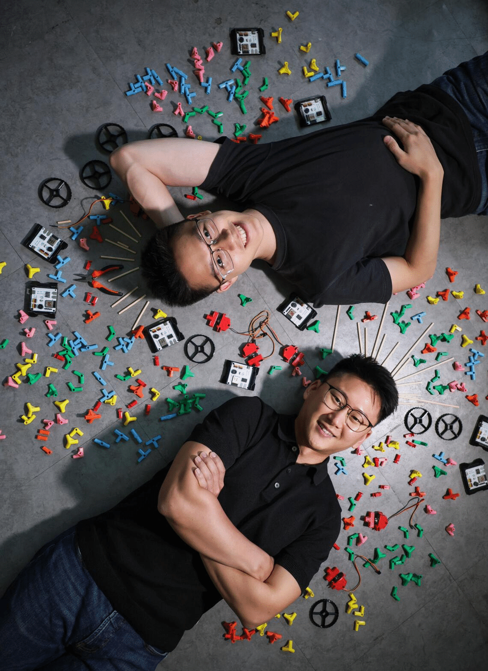 The Stick ‘Em founders, including Mr Chong Ing Kai (top) and Mr Adam Huh Dam, pulled many late nights and lived with 3D printers running round-the-clock in the early days. PHOTO: THE STRAITS TIMES