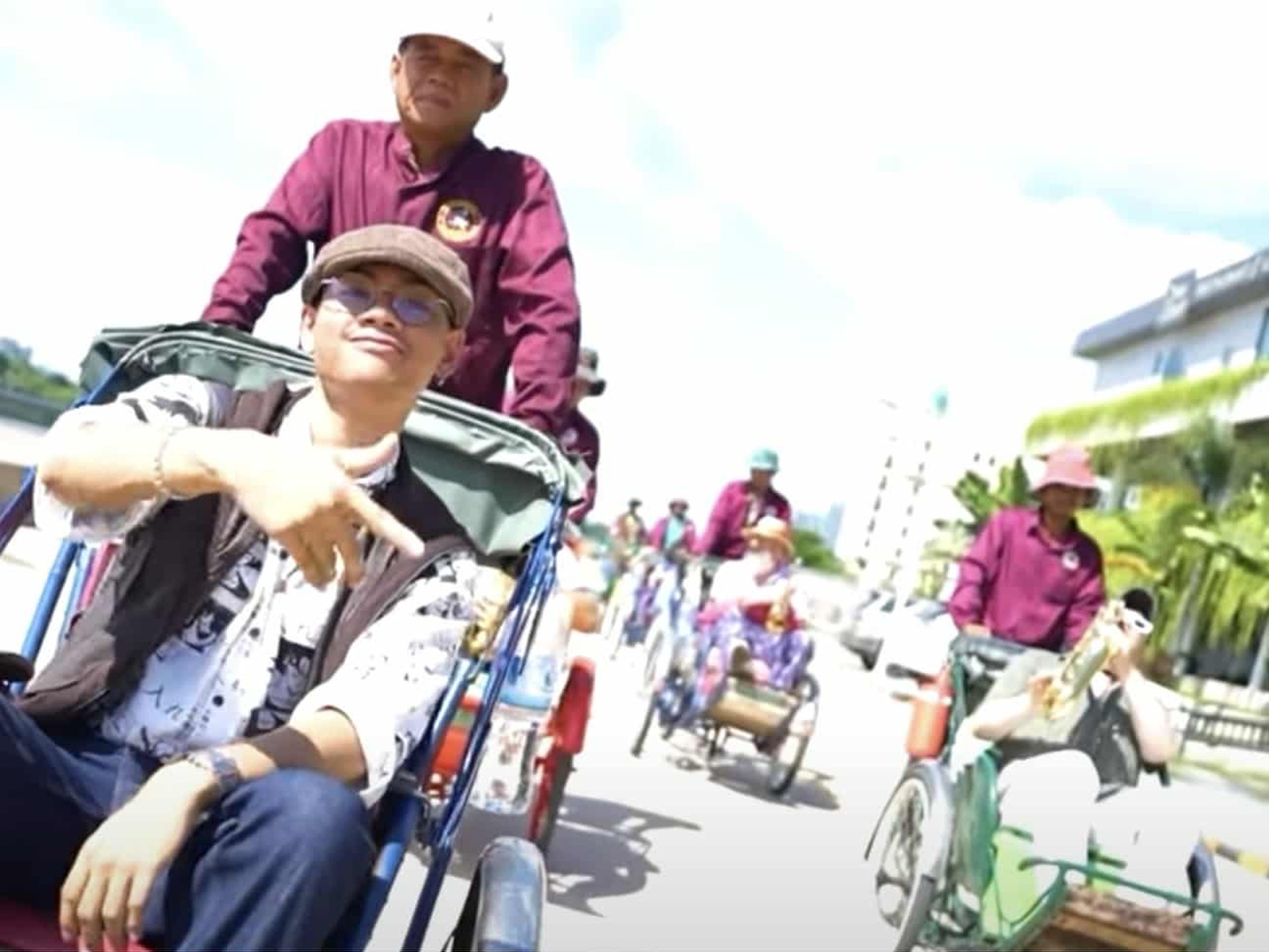 The video features the vehicles and riders of the Cambodia Cyclo Conservation and Careers Association, a non-profit which supports the lives of Phnom Penh’s last noble charioteers. Supplied