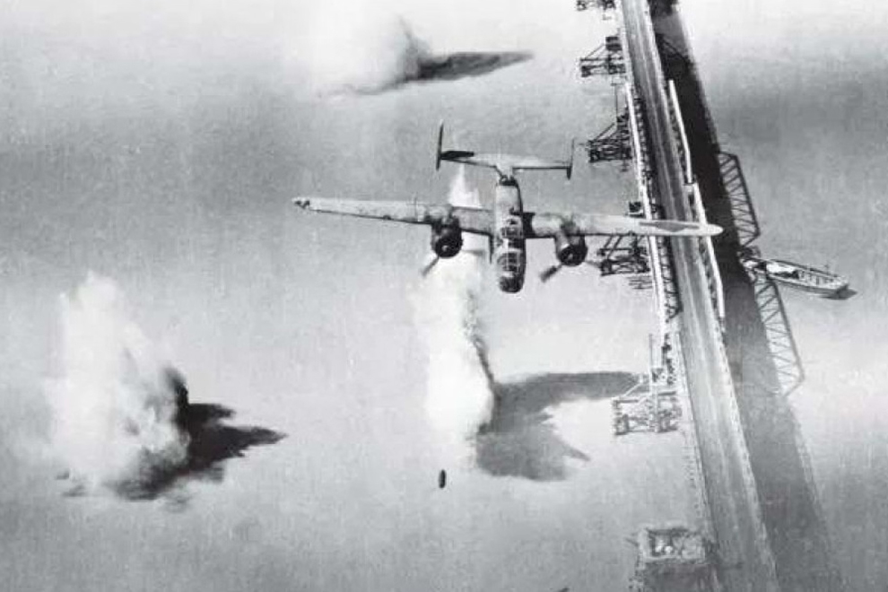 Bridge bombing raid by the 341st Bombardment Group of the 490th BS. PHOTO: US MILITARY FORUM/THE DAILY STAR