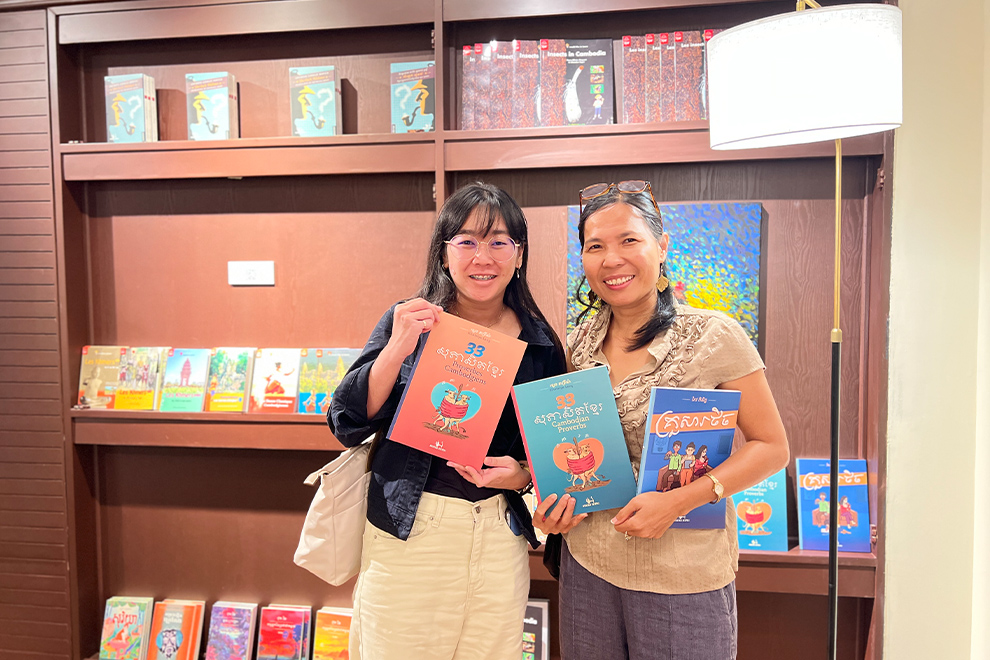 Huot Socheata (right), the founder of Avatar Publishing shared details about the 13 titles her publishing house is showcasing at the event. Supplied