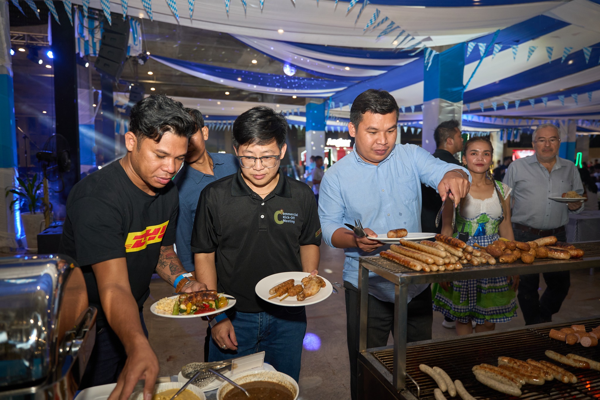 Tickets include free-flow food selections — including a huge BBQ, sausages, kebabs and a variety of traditional German, Mediterranean and Mexican options. Supplied