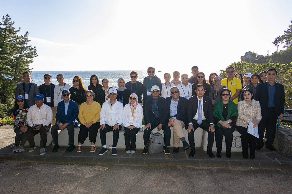 Ambassadors and representatives of ASEAN members to South Korea, local authorities and leading journalists celebrate the opening of the ASEAN-Korea Olle Trail on Jeju Island. Supplied