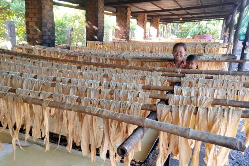 Ms. Khean Sokheang, a Tofu Skin production owner in Kampong Cham province