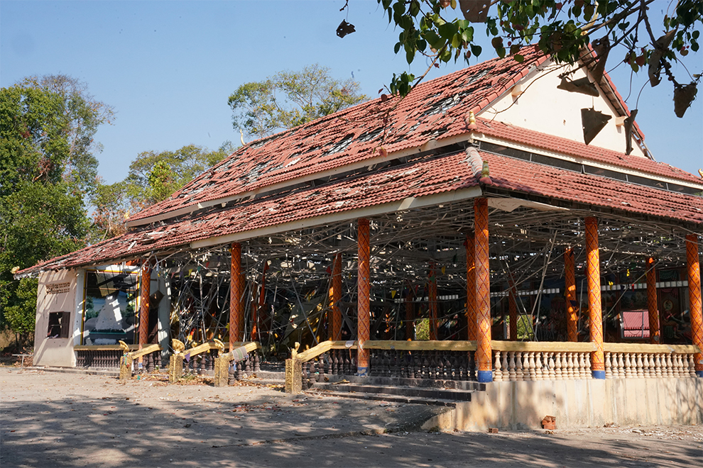 The pagoda’s dining hall was almost completed destroyed by Thai shells. Hong Raksmey