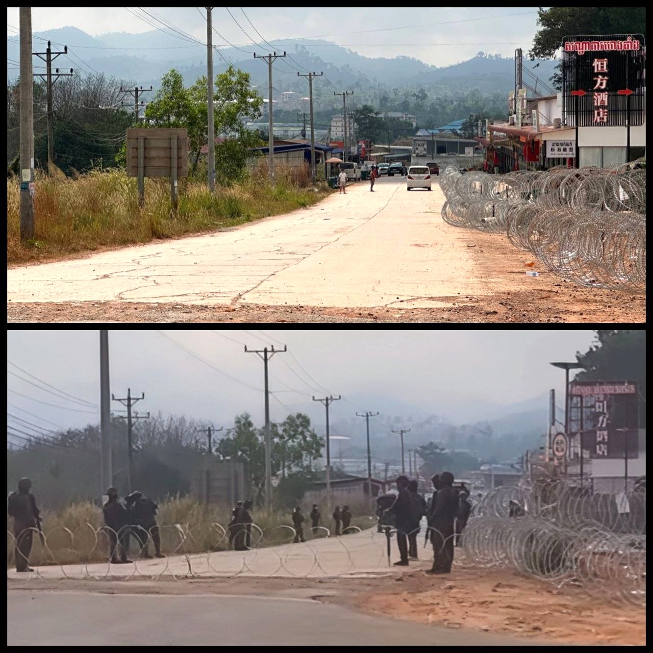 The troops did close the road at that point. But they later removed the razor wire and withdrew, and traffic has since returned to normal. Supplied
