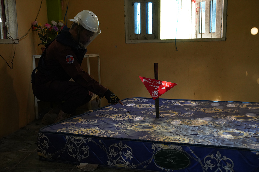 Cluster munitions are highly dangerous, easily triggered and produce a lot of fragments. Hong Raksmey