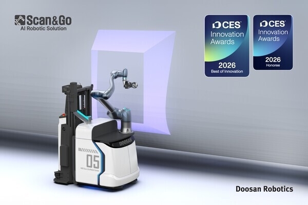 Doosan Robotics’ industrial robot Scan & Go. PHOTO: DOOSAN GROUP/THE KOREA HERALD