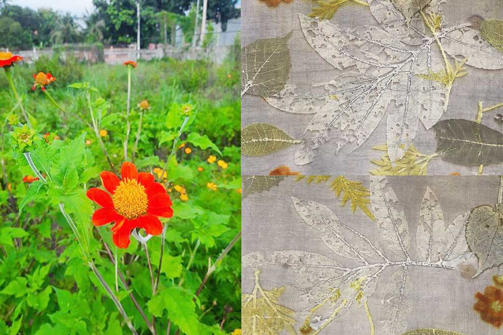 Siem Reap silk scarves designer imbues fabrics with flowers