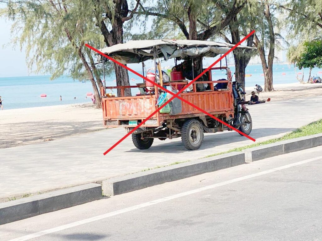 Keep vehicles off Sihanoukville's beaches and promenades