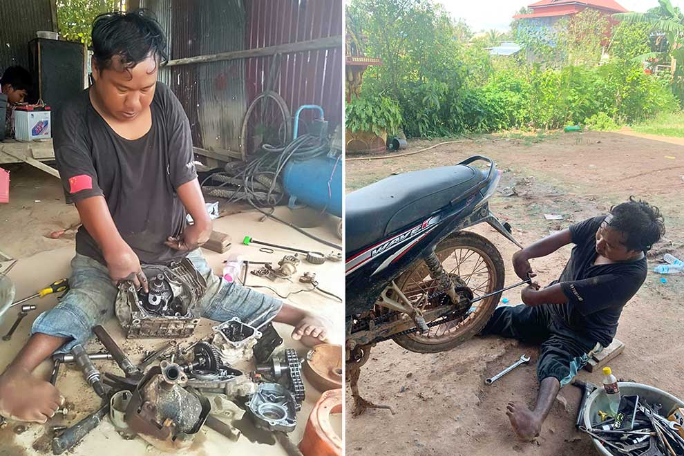 Disabled mechanic supports mother